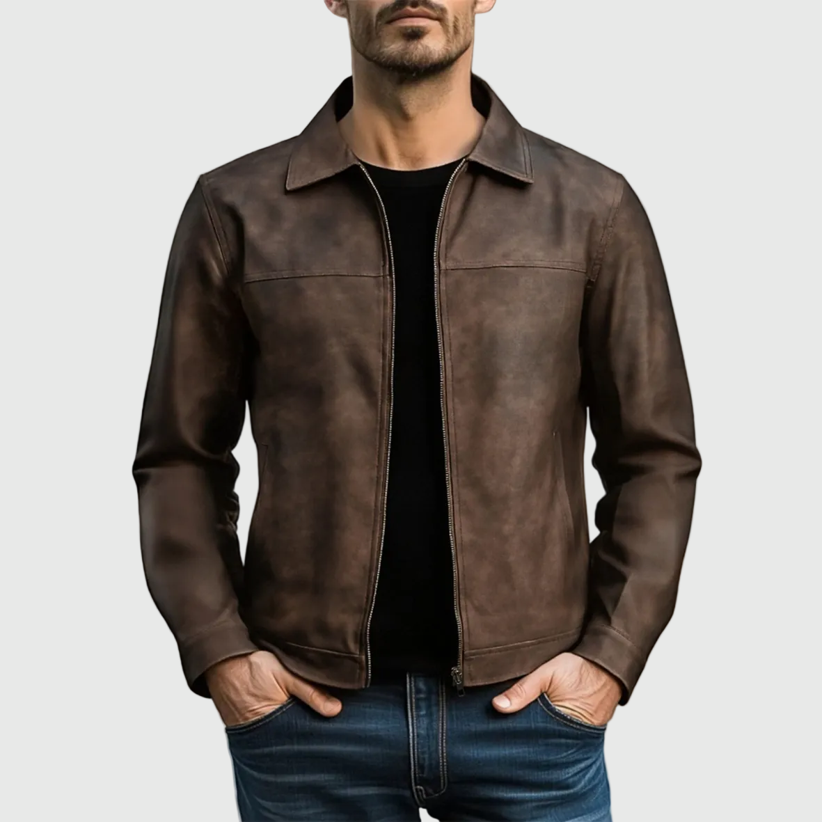 Rafael | Classic Zipper Leather Jacket