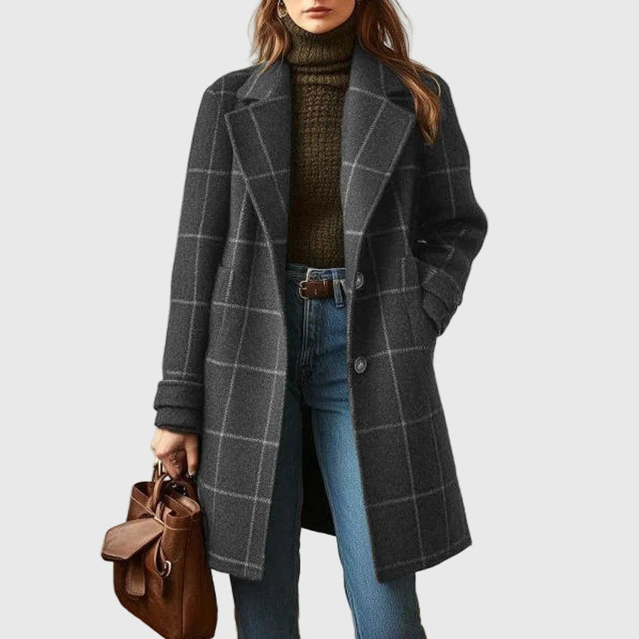 Valeria | Elegant Checked Wool Coat