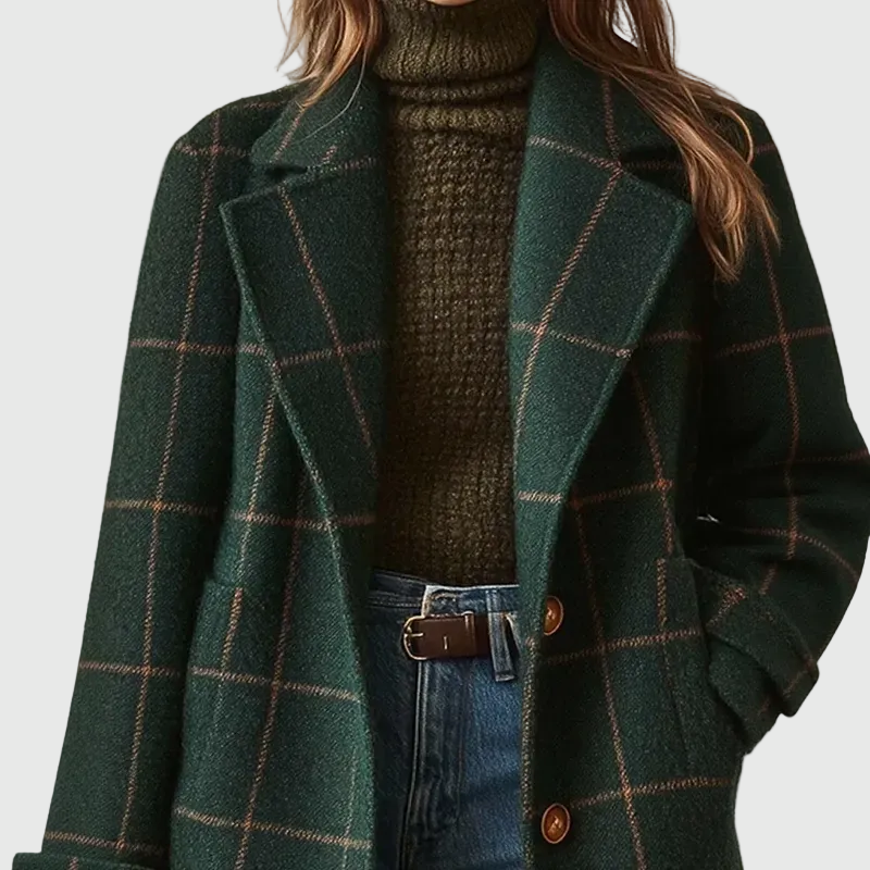 Valeria | Elegant Checked Wool Coat