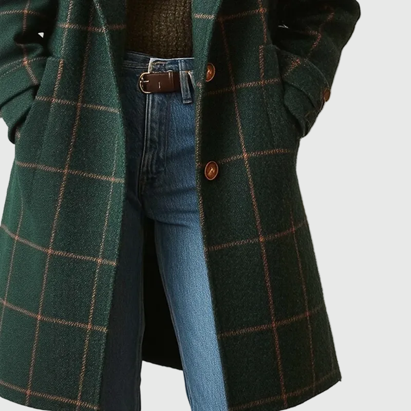 Valeria | Elegant Checked Wool Coat