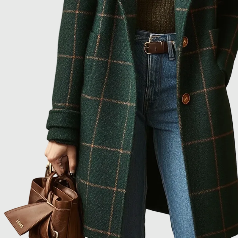 Valeria | Elegant Checked Wool Coat