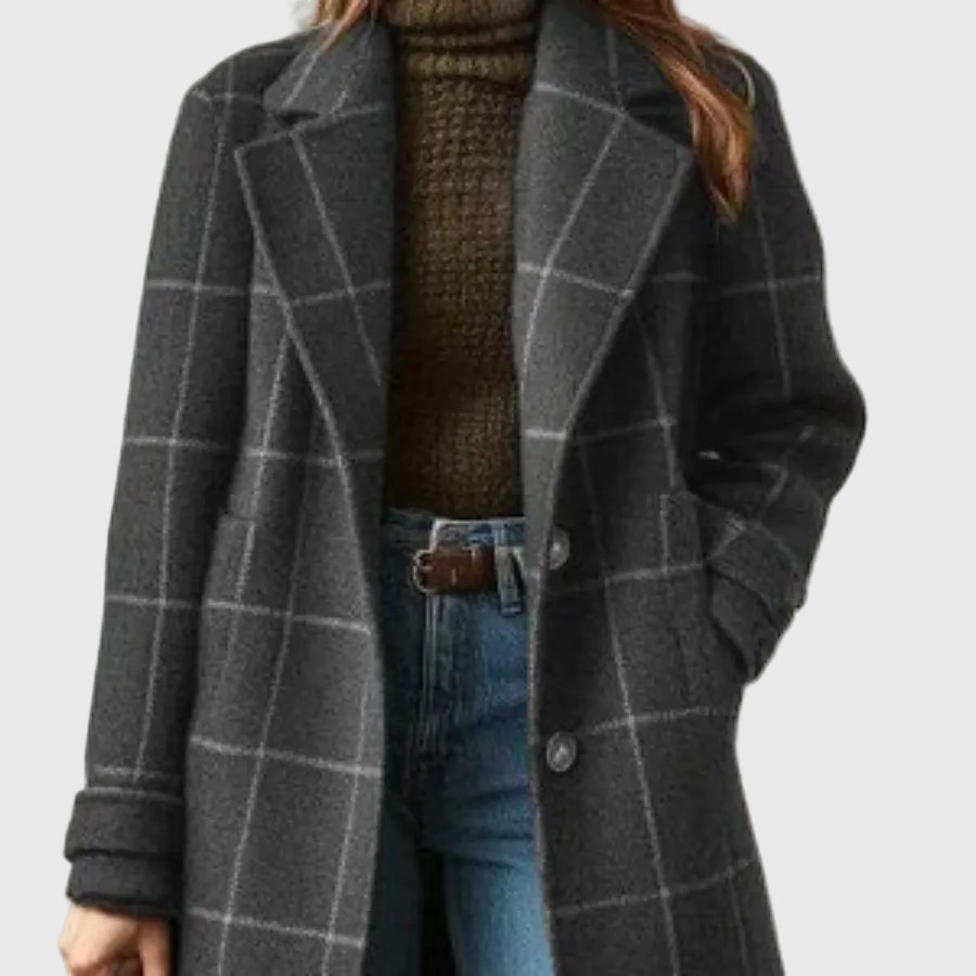 Valeria | Elegant Checked Wool Coat