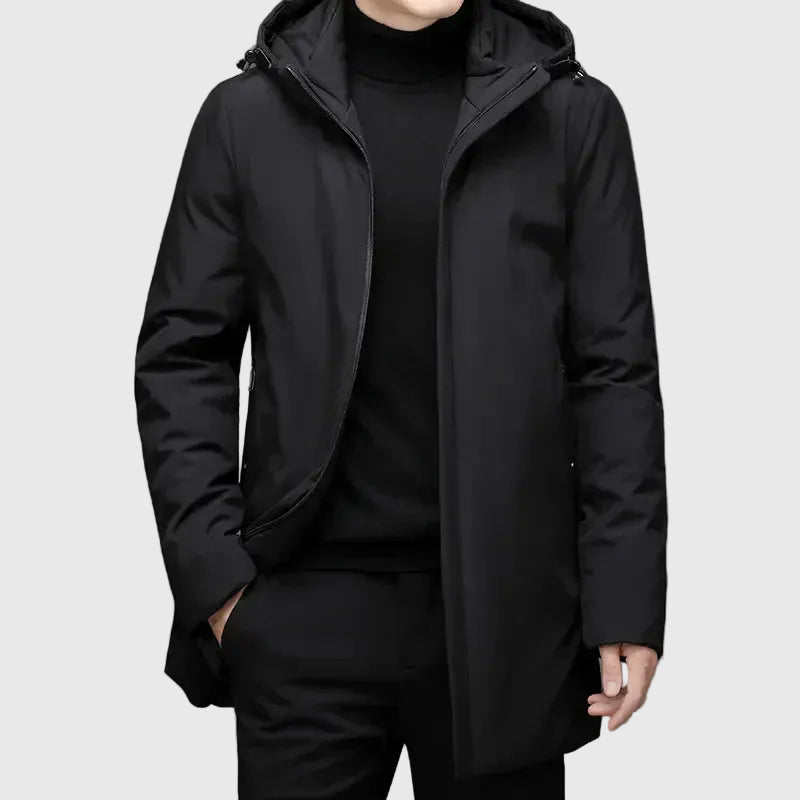 Andrés | Long winter coat with hood for men