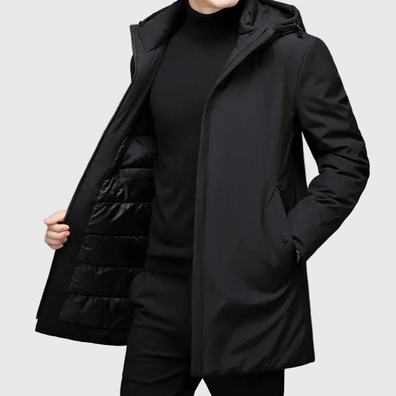 Andrés | Long winter coat with hood for men