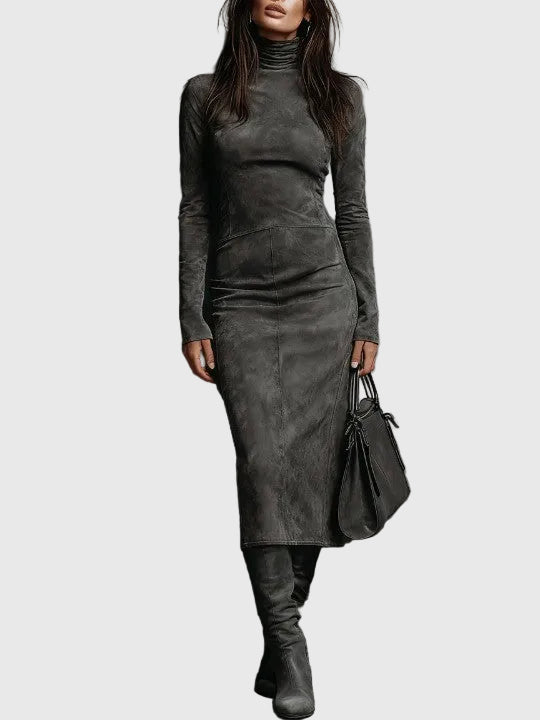Rose | Elegant Suede Midi Dress