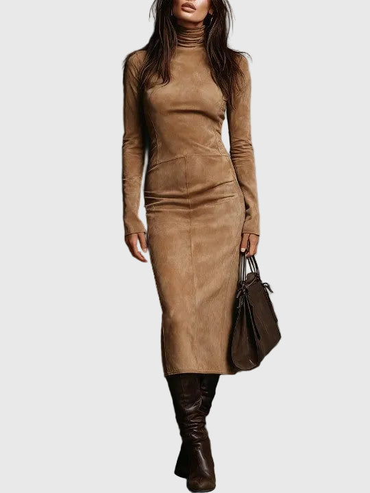 Rose | Elegant Suede Midi Dress